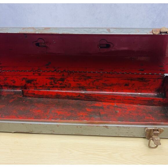 Vintage 1950's Craftsman "Crown Top" Low Tombstone Portable Tool Box Old Toolbox - Picture 4 of 12